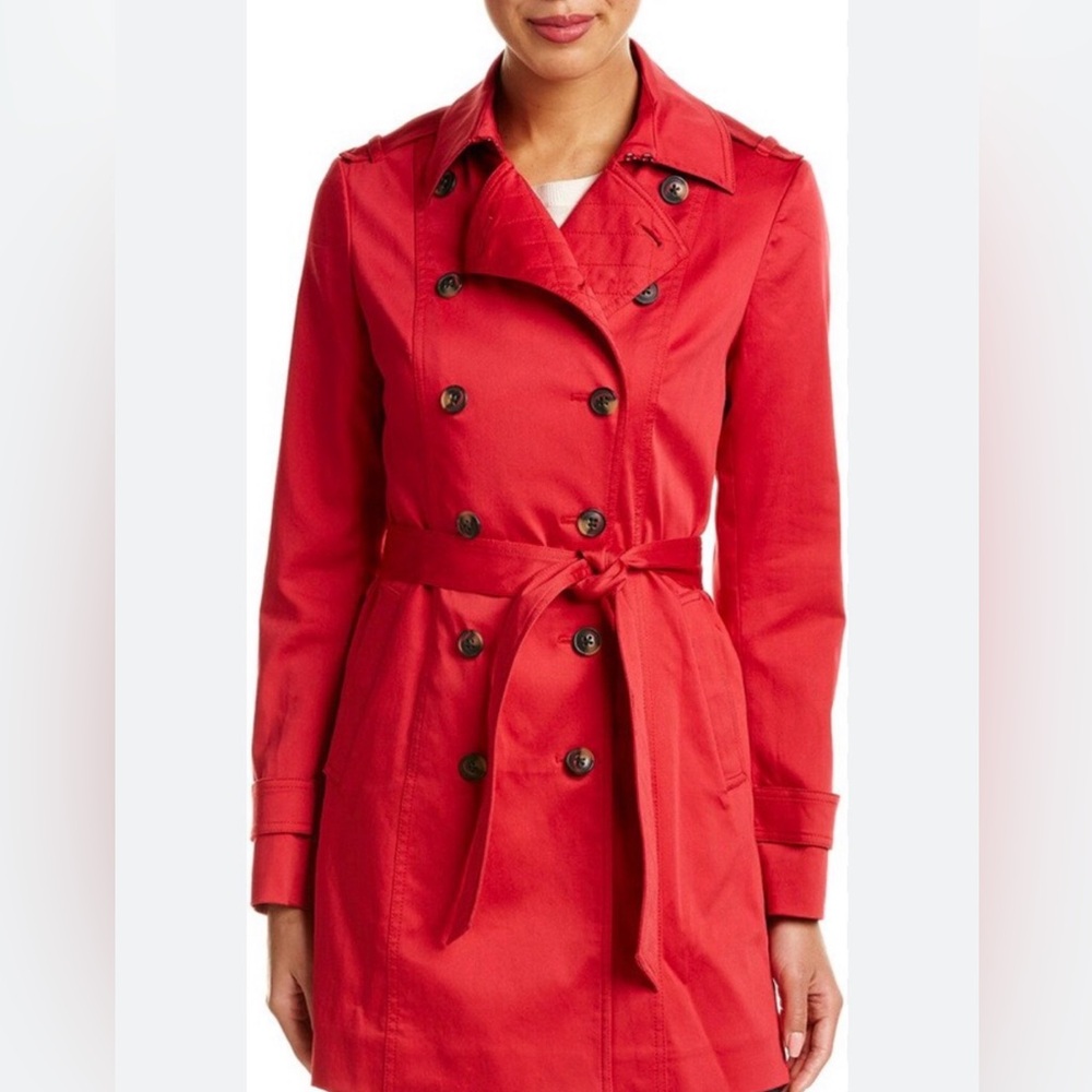 Soia & Kyo Designer Red Double-Breasted Trench Coat